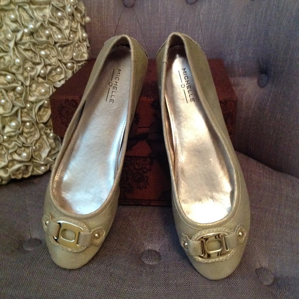 Michelle D Gold Ballet Flats